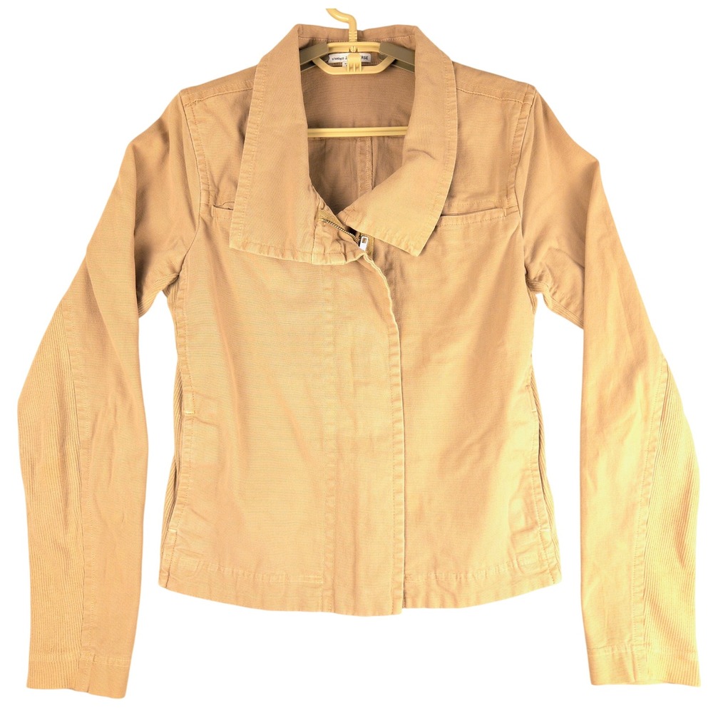 James Perse Womens Cropped Tan Utility Zip Jacket WGDP2777CU Size 4
